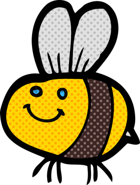 Bir insan tarafından çizilmiş çizgi film arısı.