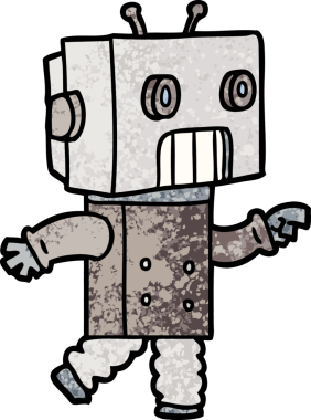 Bir insan tarafından çizilmiş çizgi film robotu