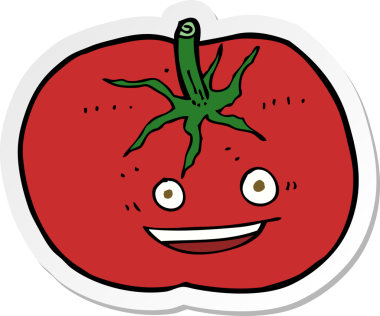 Bir insan tarafından çizilmiş bir domates etiketi.