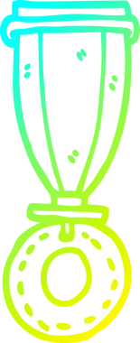 Bir insan tarafından çizilmiş bir çizgi film madalyasının soğuk gradyan çizimi