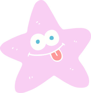 Bir insan tarafından çizilmiş deniz yıldızının düz renk çizimi