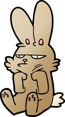 Bir insan tarafından çizilmiş huysuz tavşan çizgi filmi.