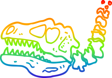 gökkuşağı gradyan çizgi çizimi bir insan tarafından çizilmiş dinozor kemikleri