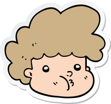 Bir insan tarafından çizilmiş bir çizgi film çocuğunun çıkartması.