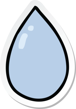 Bir insan tarafından çizilmiş karikatür su damlası etiketi.