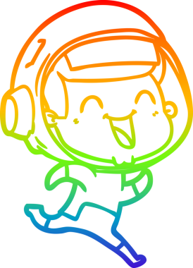 gökkuşağı gradyan çizimi mutlu bir çizgi astronot çizimi bir insan tarafından çizildi