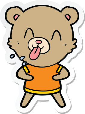 Bir insan tarafından çizilmiş kaba bir çizgi film ayısının çıkartması.