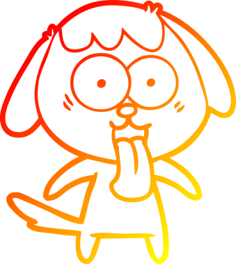 Bir insan tarafından çizilmiş sevimli bir köpeğin sıcak çizgi çizgisi.