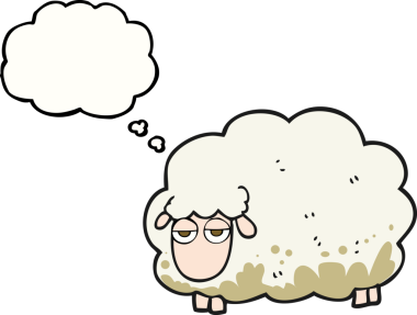 Serbest çizim düşünce balonu karikatürü çamurlu kış koyunu bir insan tarafından çizilmiş.