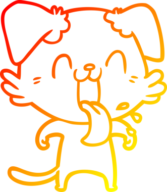 Bir insan tarafından çizilmiş çizgi film köpeğinin sıcak çizgi çizimi