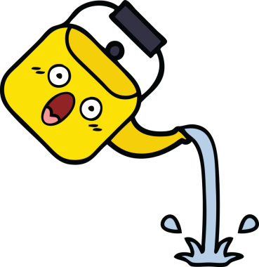 Bir insan tarafından çizilmiş tatlı bir çaydanlık karikatürü