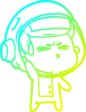 Bir insan tarafından çizilen soğuk gradyan çizgi çizimi stresli astronot