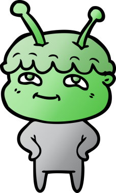 Bir insan tarafından çizilmiş dost canlısı çizgi film uzay adamı.