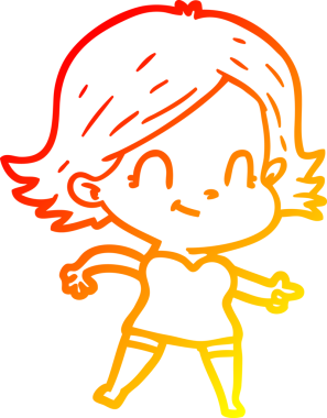 Bir insan tarafından çizilmiş, karikatür dostu bir kız çizimi.