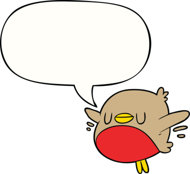 Bir insan tarafından çizilmiş konuşma baloncuğu olan şirin bir çizgi roman Robin.