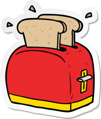 Bir insan tarafından çizilmiş bir tost makinesinin çıkartması.