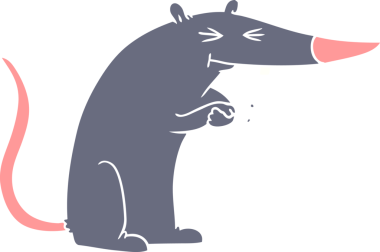 Düz renkli çizgi film sinsi fare bir insan tarafından çizilmiş.