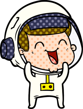 Bir insan tarafından çizilmiş mutlu astronot çizgi filmi.