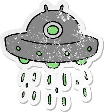 İnsan eliyle çizilmiş bir uzaylı gemisinin karalamaları.