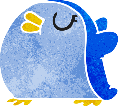 Serbest çizim retro çizgi film Şirin kawaii kırmızı robin bir insan tarafından çizildi