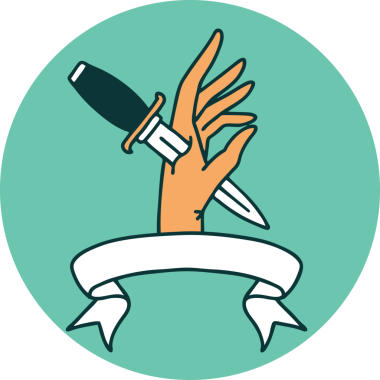 Bir insan tarafından çizilmiş eline hançer dövmesi simgesi