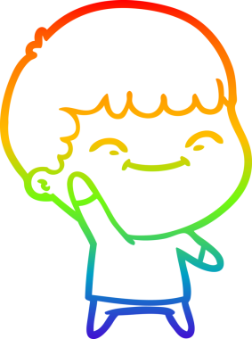 gökkuşağı gradyan çizgi çizimi bir insan tarafından çizilmiş mutlu bir çocuk