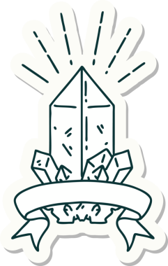 Bir insan tarafından çizilmiş dövme stili kuvars kristalinin çıkartması.