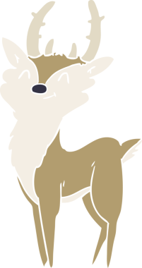 Bir insan tarafından çizilmiş düz renk çizgi film mutlu geyik