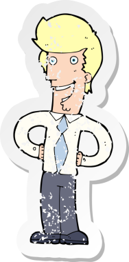 Bir insan tarafından çizilmiş mutlu bir adamın karikatür yapıştırması.