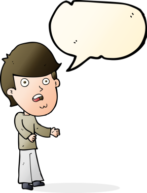 Bir insan tarafından çizilen konuşma baloncuğuyla adamı şok eden çizgi film.