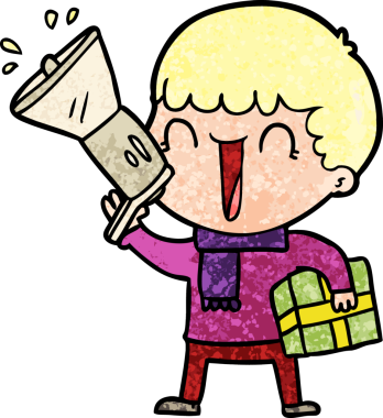 Bir insan tarafından çizilmiş megafon karikatür adam.