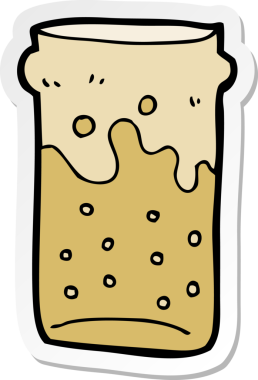 Bir insan tarafından çizilmiş bira karikatürü çıkartması.