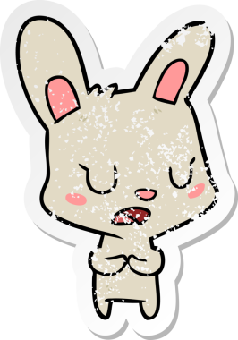 Bir insan tarafından çizilmiş karikatür tavşanının sıkıntılı çıkartması.