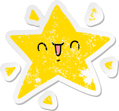 Bir insan tarafından çizilmiş mutlu bir yıldızın sıkıntılı çıkartması.