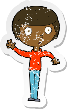 Bir insan tarafından çizilen el sallayan bir çizgi filmin gerilimli yapıştırması.