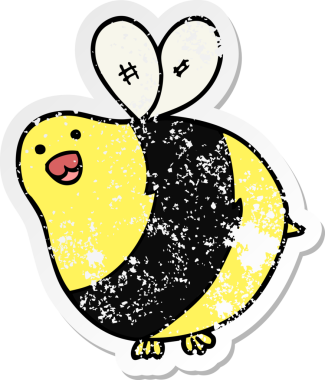 Bir insan tarafından çizilmiş karikatür arının sıkıntılı çıkartması.