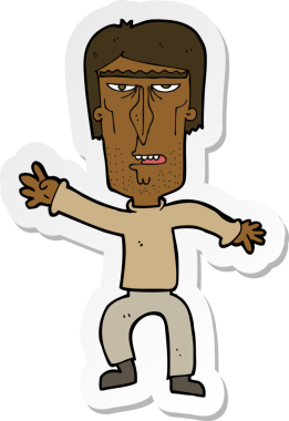 Bir insan tarafından çizilmiş kızgın bir adamın çıkartması.