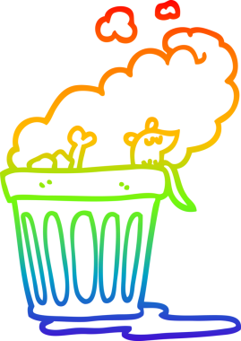 Bir insan tarafından çizilmiş kokuşmuş çöp tenekesinin çizimi.