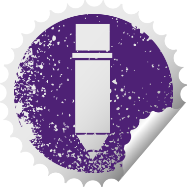 Bir insan tarafından çizilmiş kurşun kalemin çizilmiş dairesel soyma etiketi.