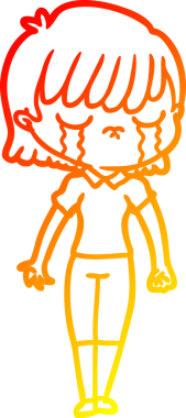 Bir insan tarafından çizilmiş, ağlayan bir çizgi kadın çizimi.