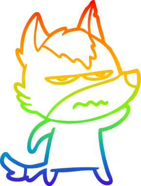 Gökkuşağı gradyan çizgi çizimi Bir insan tarafından çizilmiş rahatsız kurt