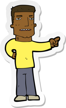 Bir insan tarafından çizilmiş bir karikatür adamın çıkartması.