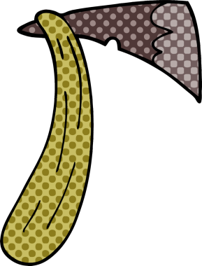 Bir insan tarafından çizilmiş bir balta karalaması.