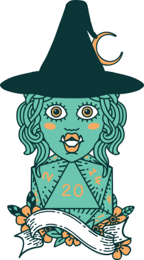 Retro Dövme Biçimi Bir insan tarafından çizilmiş doğal 20 zarlı yarım ork büyücüsü