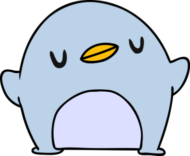 Bir insan tarafından çizilmiş sevimli bir penguen resmi.