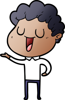 Bir insan tarafından çizilmiş gülen karikatür adam.