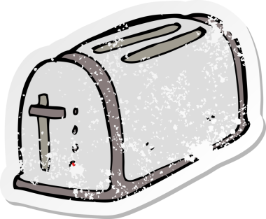 Bir insan tarafından çizilmiş karikatür tost makinesinin gerilimli yapıştırması.