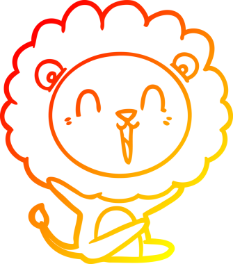 Bir insan tarafından çizilmiş gülen aslan karikatürü.