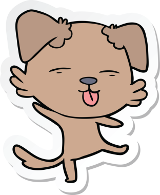 Bir insan tarafından çizilmiş dans eden bir köpeğin çıkartması.