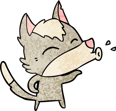 Bir insan tarafından çizilmiş uluyan kurt çizgi filmi.